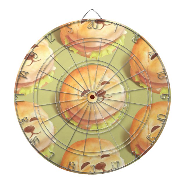 Adorable Dog Face Burger Pattern Dartboard (Front)
