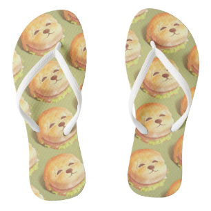 Adorable Dog Face Burger Pattern Jandals