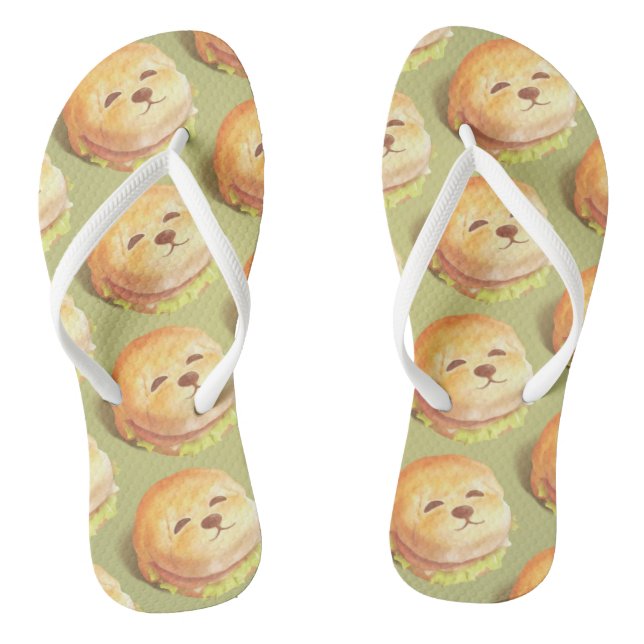 Adorable Dog Face Burger Pattern Jandals (Footbed)