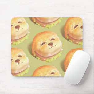 Adorable Dog Face Burger Pattern Mouse Pad