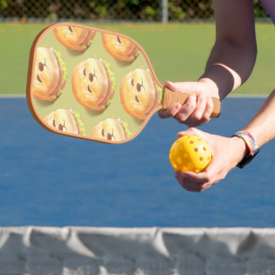 Adorable Dog Face Burger Pattern Pickleball Paddle