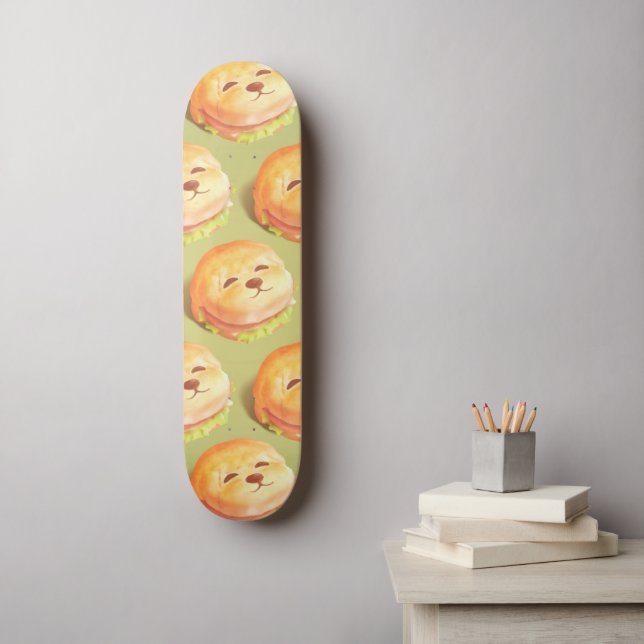 Adorable Dog Face Burger Pattern Skateboard (Wall Art)