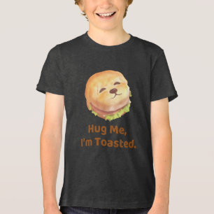 Adorable Dog Face Burger Pattern Tri-Blend Shirt