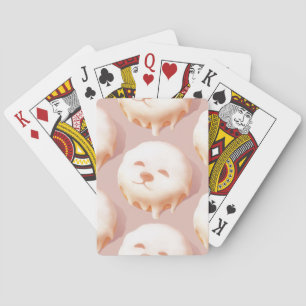 Adorable Dog Face Doughnut Playing Cards