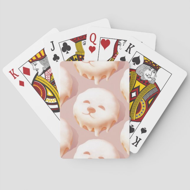 Adorable Dog Face Doughnut Playing Cards (Back)