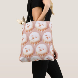 Adorable Dog Face Doughnut Tote Bag