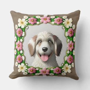 Adorable Dog Framed by Bright Design Cushion