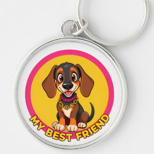 Adorable Dog Illustration Key Ring