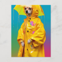 Adorable Dog in a Yellow Raincoat Dripping Paint