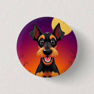 Adorable Dog in Halloween Scene 3 Cm Round Badge