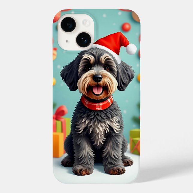 Adorable Dog in Santa Hat Case-Mate iPhone Case (Back)