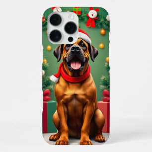 Adorable Dog in Santa Hat iPhone Case