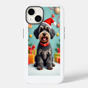 Adorable Dog in Santa Hat iPhone 14 Case