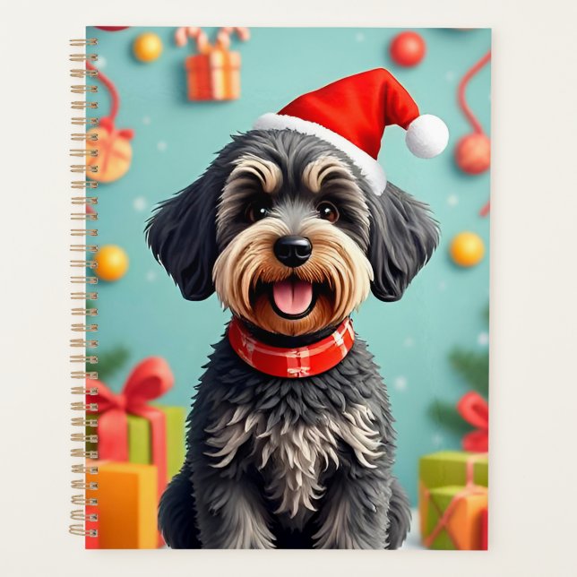 Adorable Dog in Santa Hat Planner (Front)