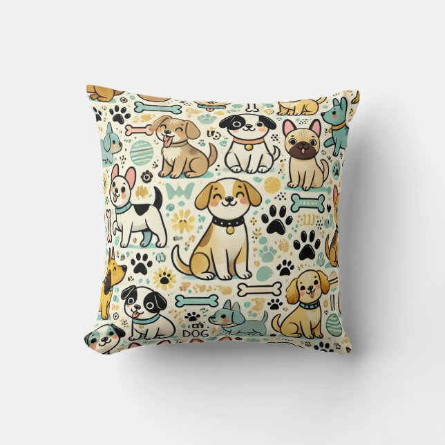 Adorable Dog Pattern Cushion (Front)