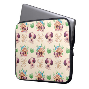 Adorable Dog Pattern Laptop Sleeve