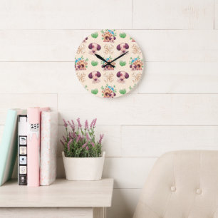 Adorable Dog Pattern Large Clock