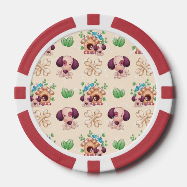 Adorable Dog Pattern  Poker Chips (Front)
