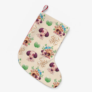 Adorable Dog Pattern Small Christmas Stocking