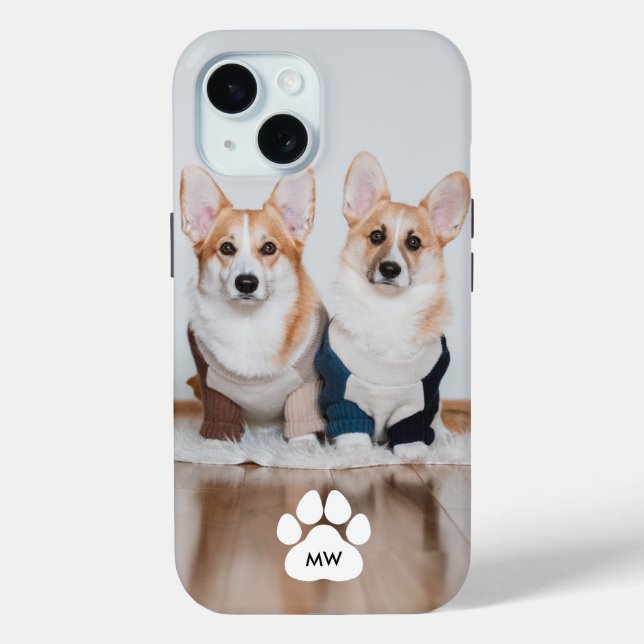 Adorable Dog Photo White Paw Print Case-Mate iPhone Case (Back)