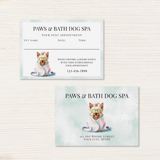 Adorable Dog Spa Watercolor Appointment Card (Creator Uploaded)