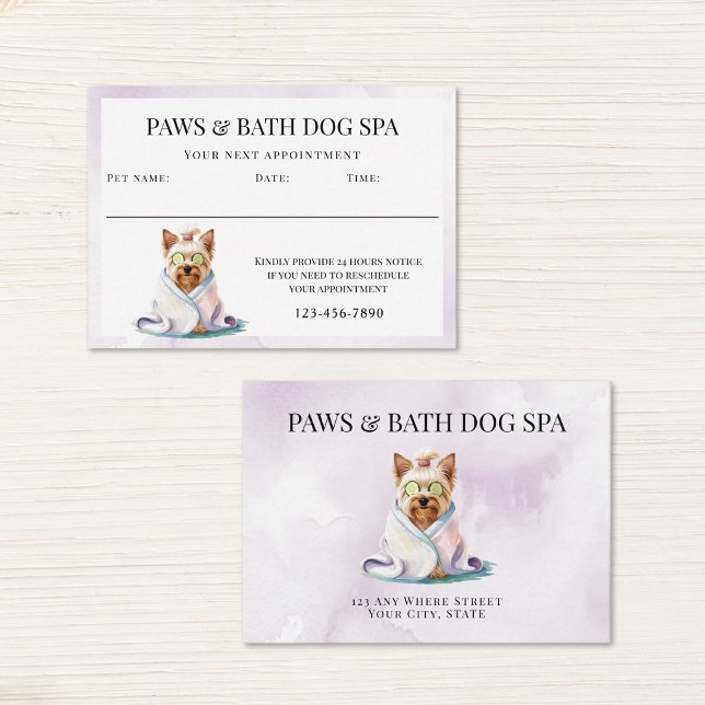 Adorable Dog Spa Watercolor Appointment Card (Creator Uploaded)