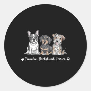 Adorable Dog Trio Art Classic Round Sticker