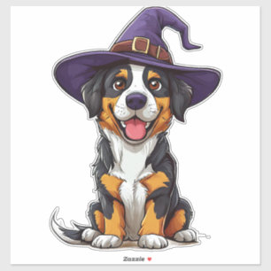 Adorable Dog Wearing Purple Wizard Hat Halloween