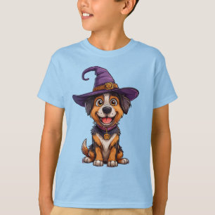 Adorable Dog Wearing Purple Wizard Hat T-Shirt
