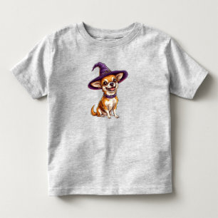Adorable Dog Wearing Purple Wizard Hat Toddler T-Shirt