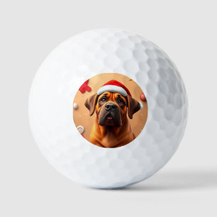 Adorable Dog Wearing Santa Hat Golf Balls
