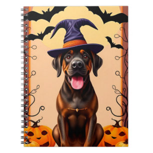 Adorable Dog Wearing Witch Hat Notebook