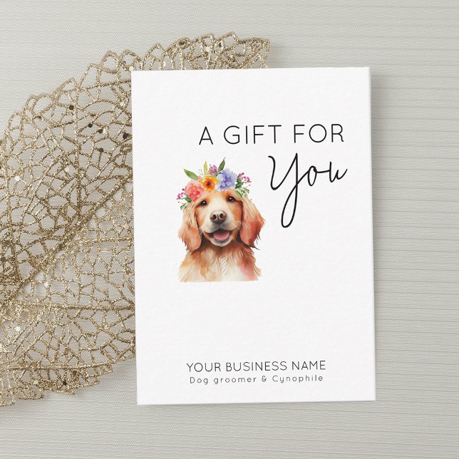 Adorable dogs flower watercolor grooming gift card (Creator Uploaded)
