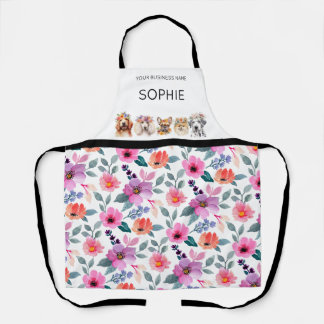 Adorable dogs with flower crown, watercolor apron