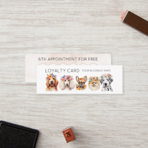 Adorable dogs with flower crown, watercolor white loyalty card