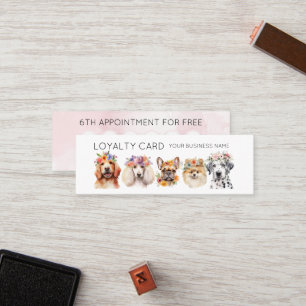 Adorable dogs with flower crown, watercolor white loyalty card