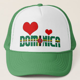 Adorable Dominica Flag Hearts Patriotic Trucker Hat
