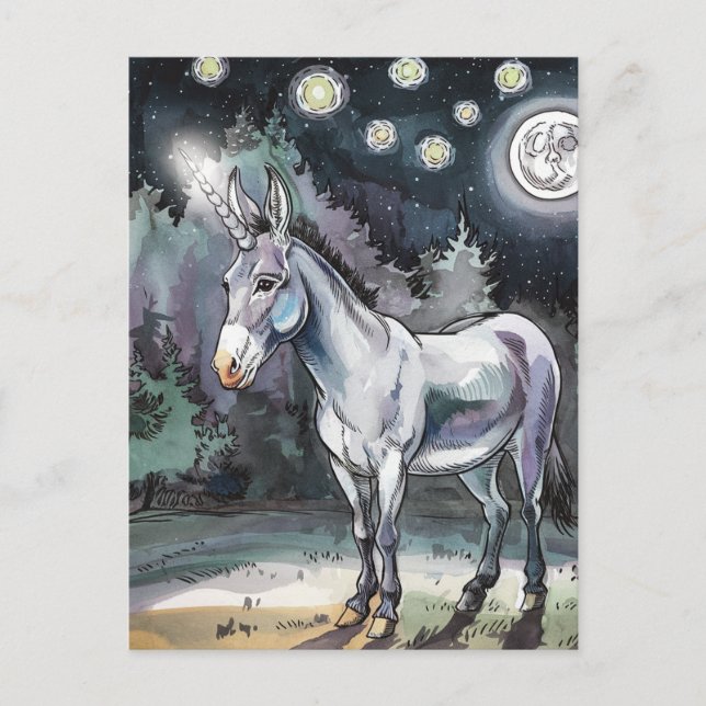 Adorable Donkey Unicorn Postcard (Front)