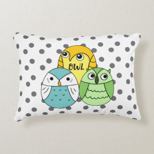 Adorable dots owl kids white decorative cushion