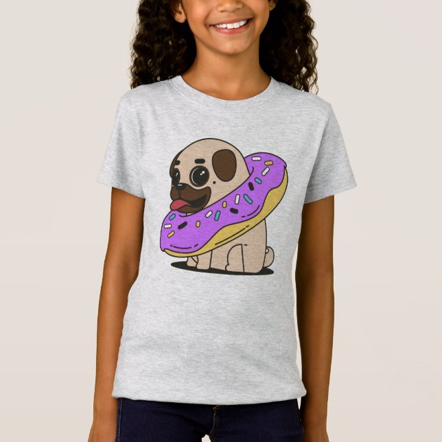 Adorable Doughnut Pug T-Shirt (Front)