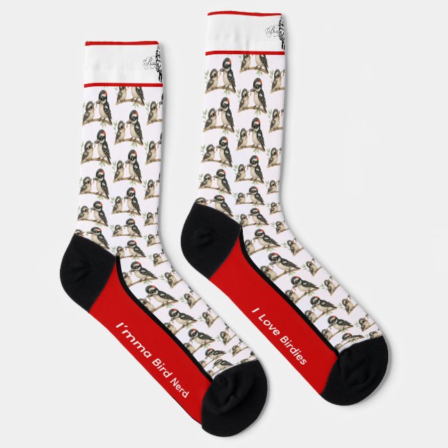 Adorable Downy Woodpecker Socks (Right)
