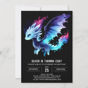 Adorable Dragon Birthday Editable Invitation