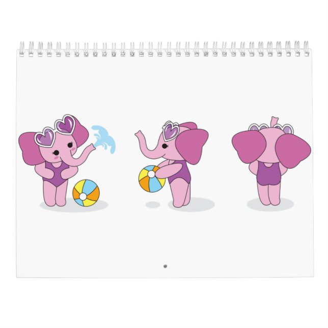 Adorable Drawing Cute Animal Kids Illustration  Calendar (Back)