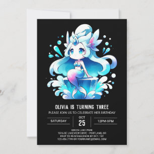 Adorable Dreamy Mermaid Birthday Invitation