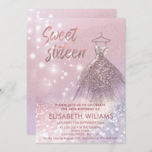 Adorable dress charming sparkling glittery ombre invitation