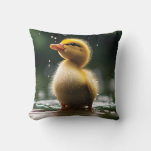 "Adorable Duckling in the Rain  Cushion