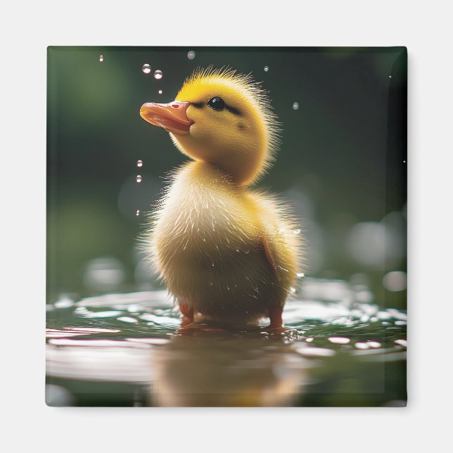 "Adorable Duckling in the Rain  Magnet (Front)