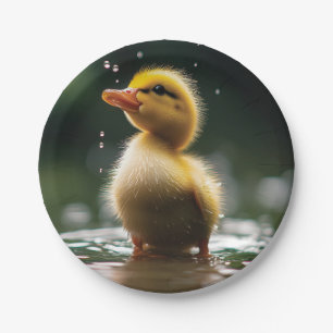 "Adorable Duckling in the Rain Paper Plate