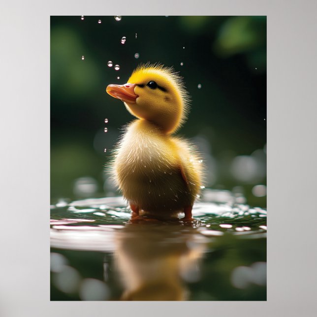 "Adorable Duckling in the Rain  Poster (Front)