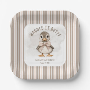 Adorable Duckling Waddle It Be Baby Shower Paper Plate